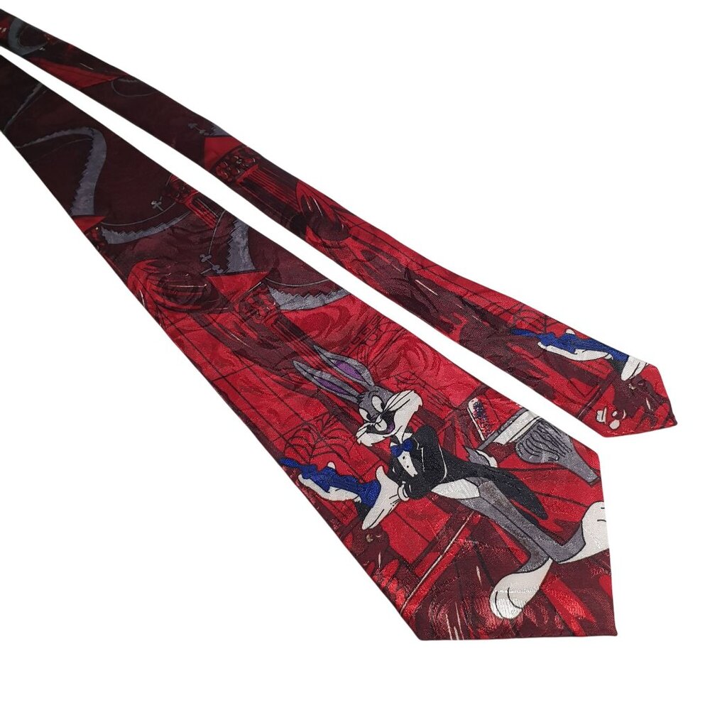 Bugs Bunny Red Cartoon Tie Tuxedo Simon Brand Polyester Novelty Award Theater